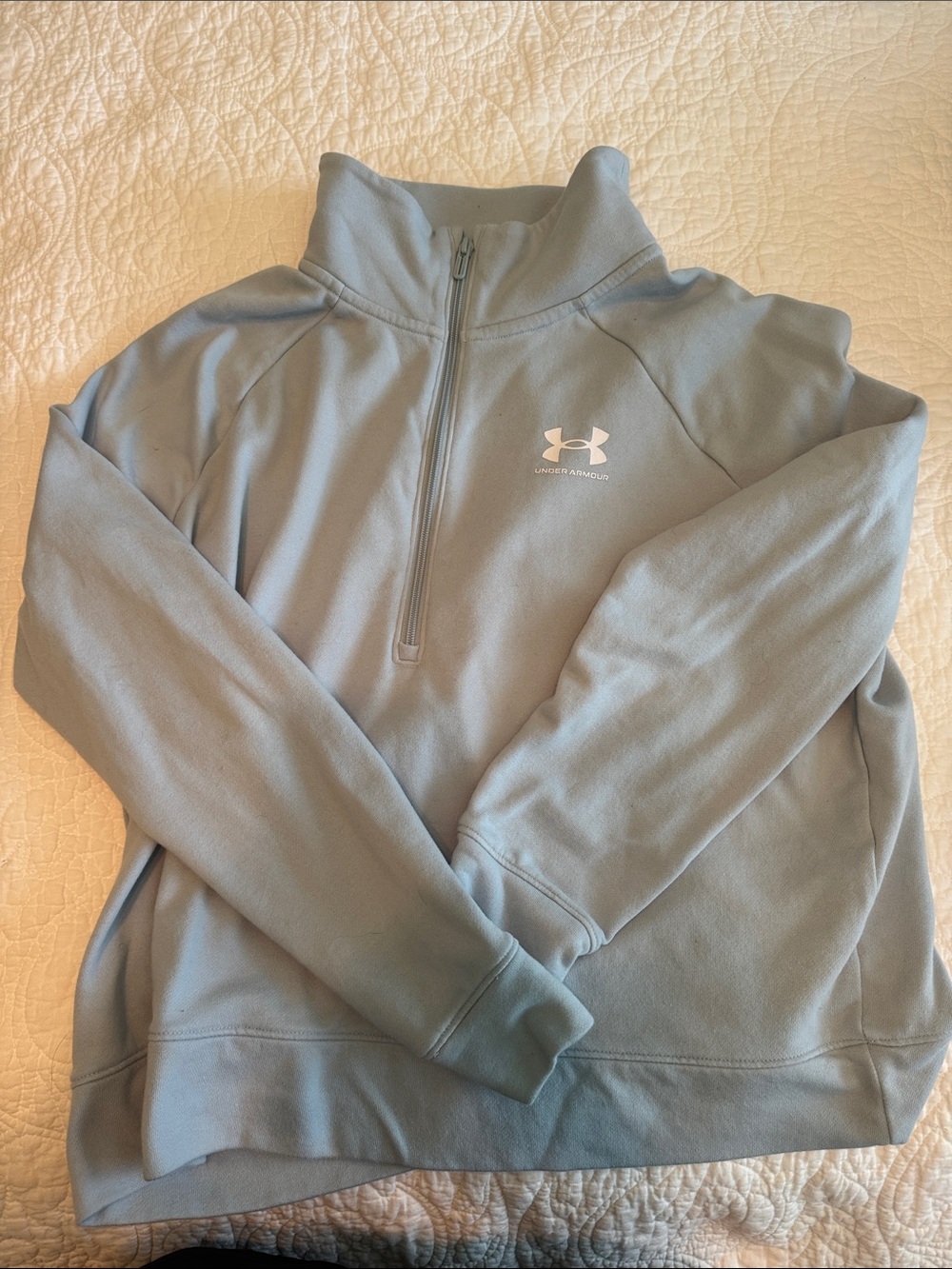 Under Armour Women's Pale Blue Quarter-Zip Cowl Sweater